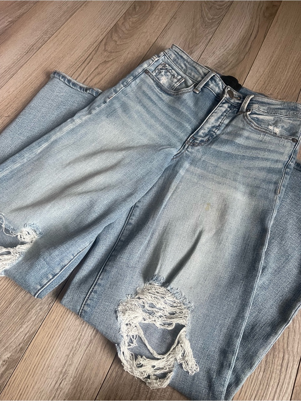 Buckle Light Blue Distressed Flare Jeans